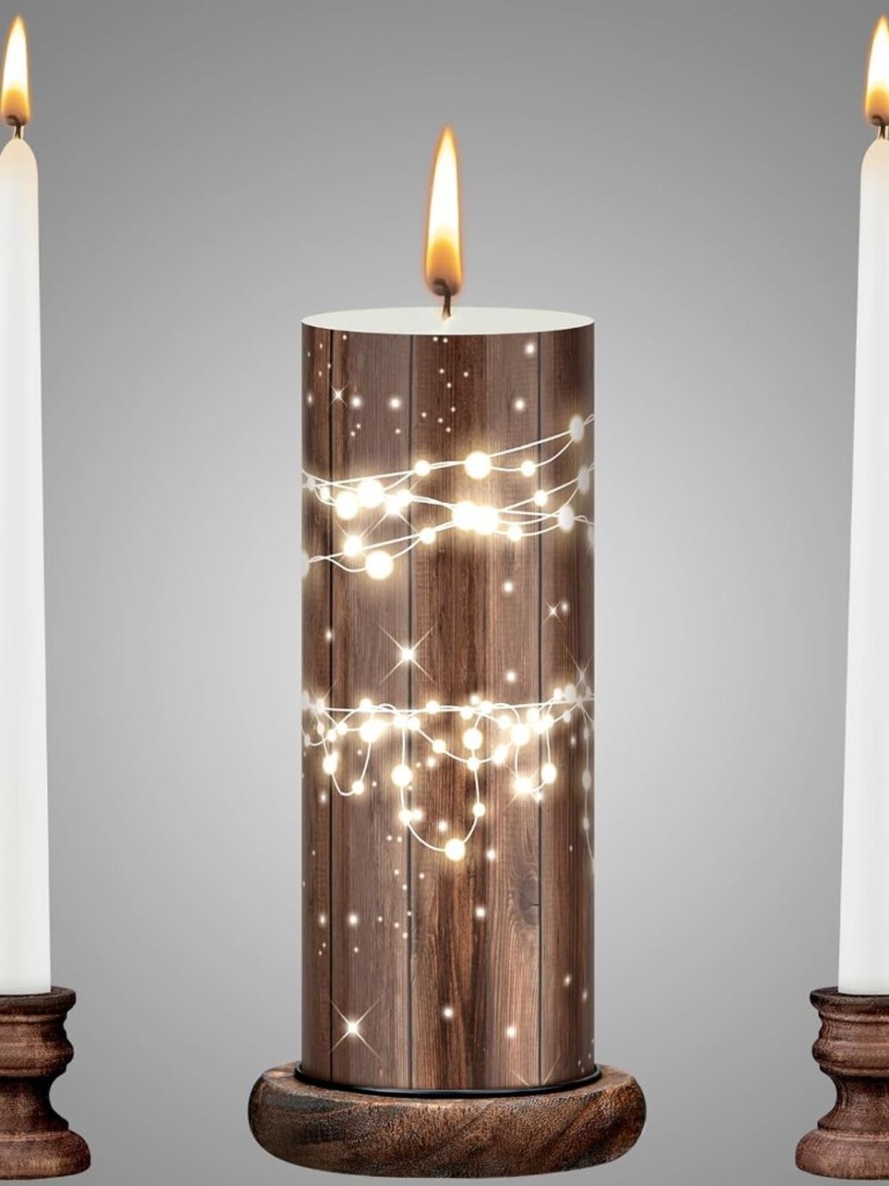 Unity Candles for Wedding Ceremony with Holder,Wood